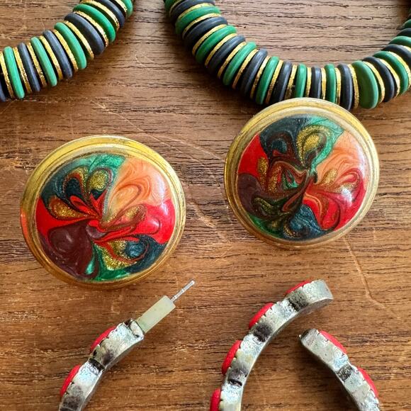 Lot of 11 Vintage and Modern Colorful Southwestern Bohemian Earrings - Picture 8 of 13